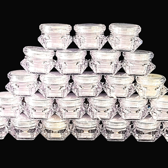 5g Plastic Diamond Shape Jars With Lids, Cosmetic Sample Travel Containers x 20 - Picture 3 of 3